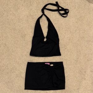 Edikted Black Halter Top and Skirt Set